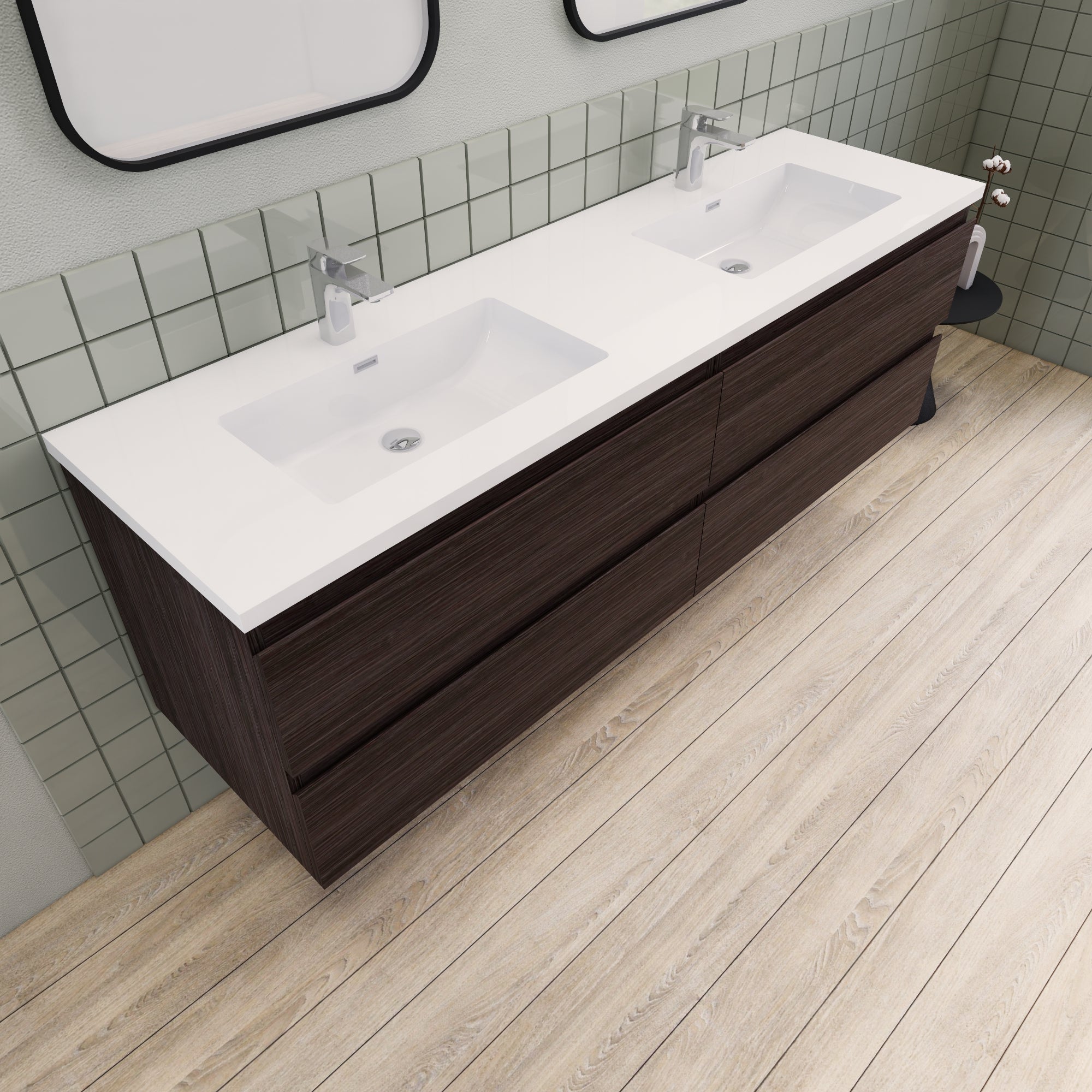 Barton 72 inch Double Sinks Floating Modern Bathroom Vanity