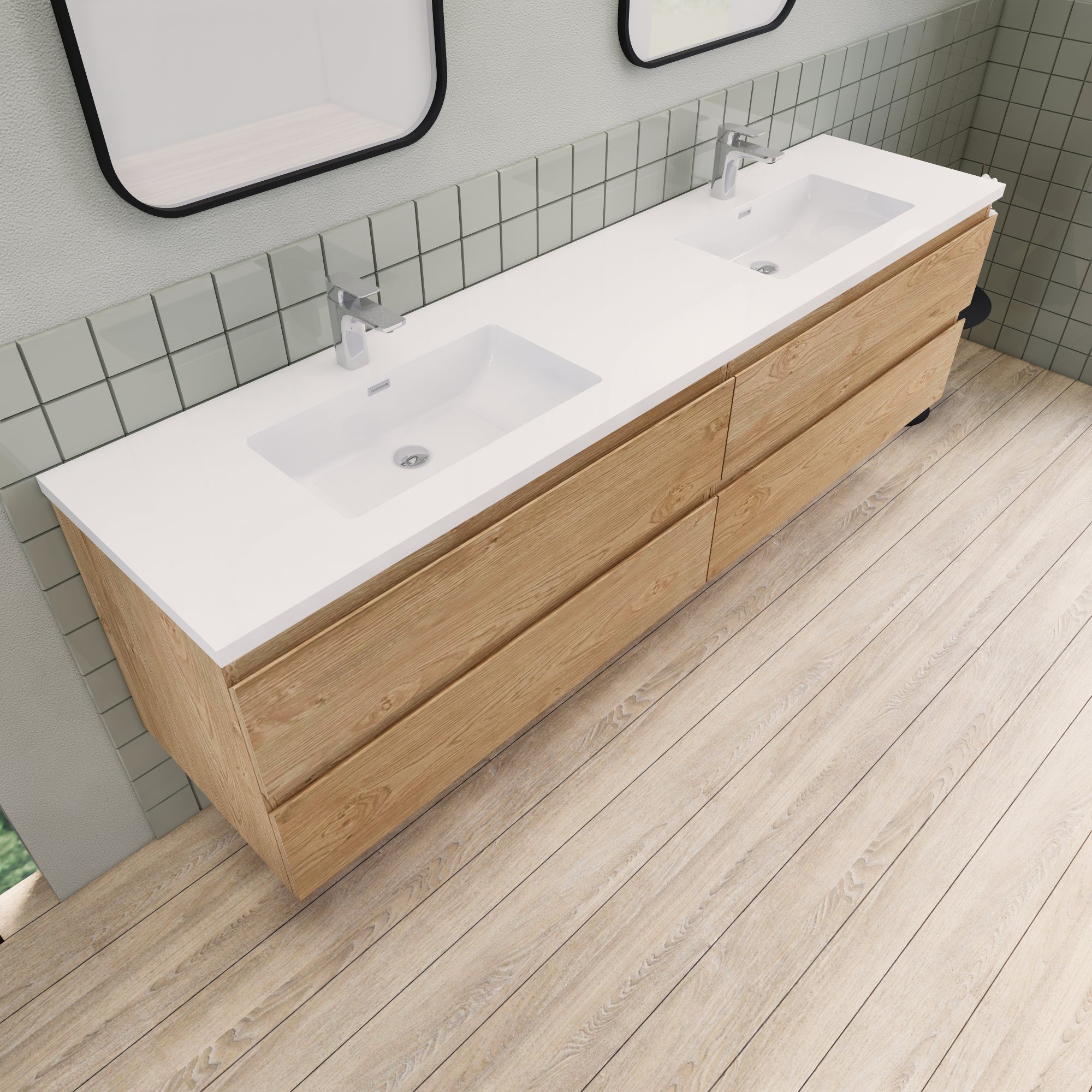 Barton 84 inch Double Sinks Floating Modern Bathroom Vanity