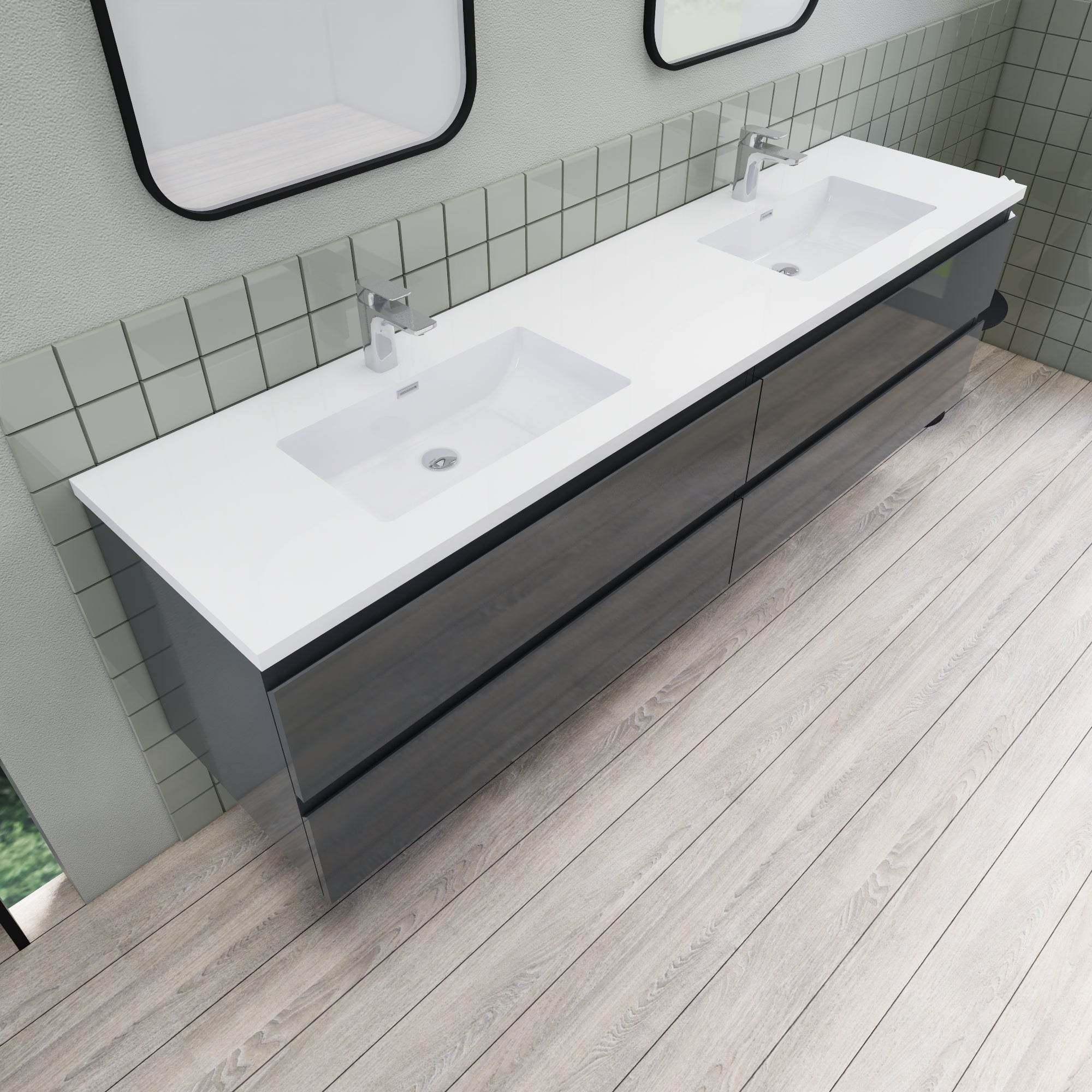 Barton 84 inch Double Sinks Floating Modern Bathroom Vanity