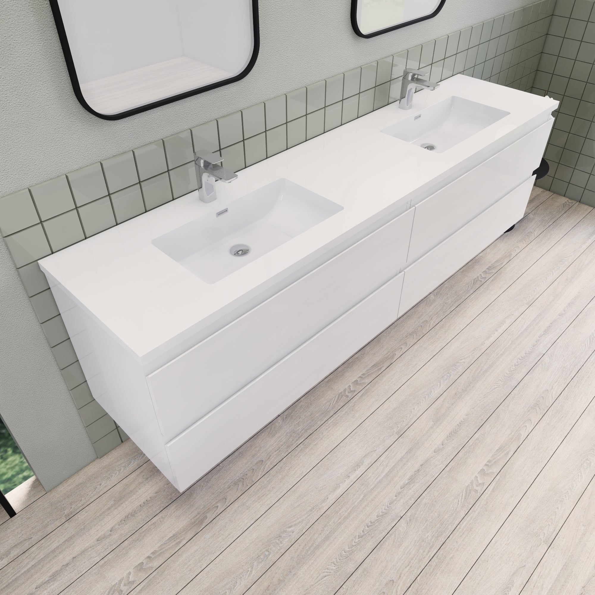 Barton 84 inch Double Sinks Floating Modern Bathroom Vanity