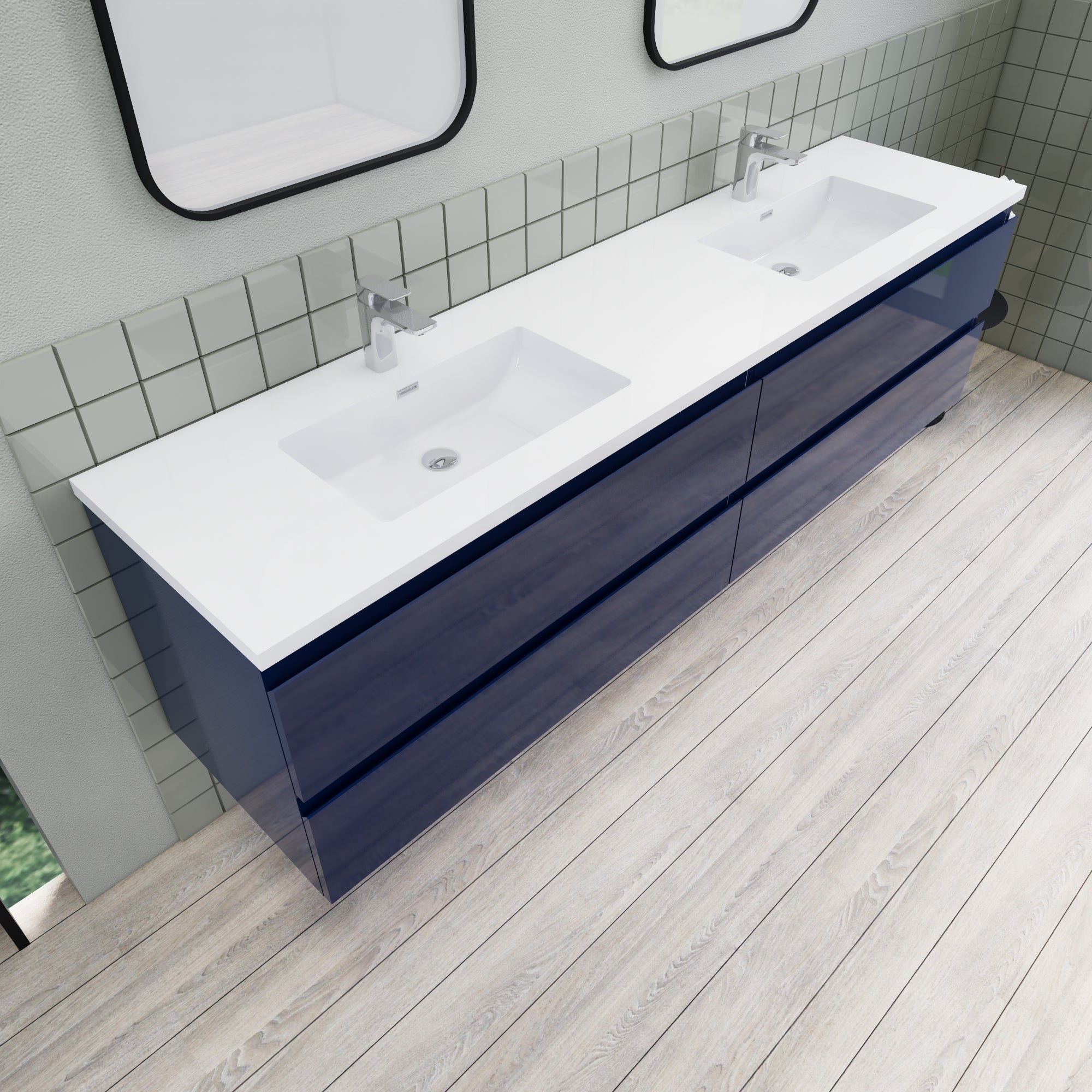 Barton 84 inch Double Sinks Floating Modern Bathroom Vanity