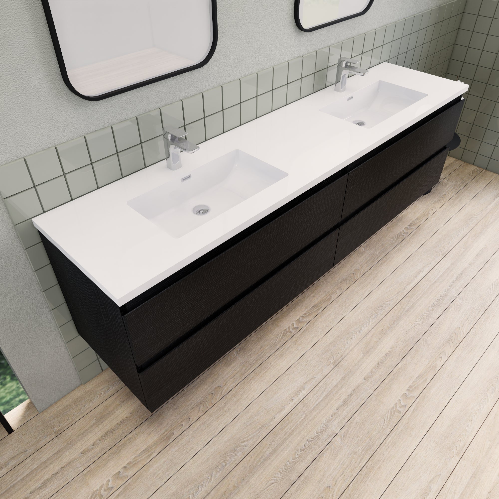 Barton 84 inch Double Sinks Floating Modern Bathroom Vanity