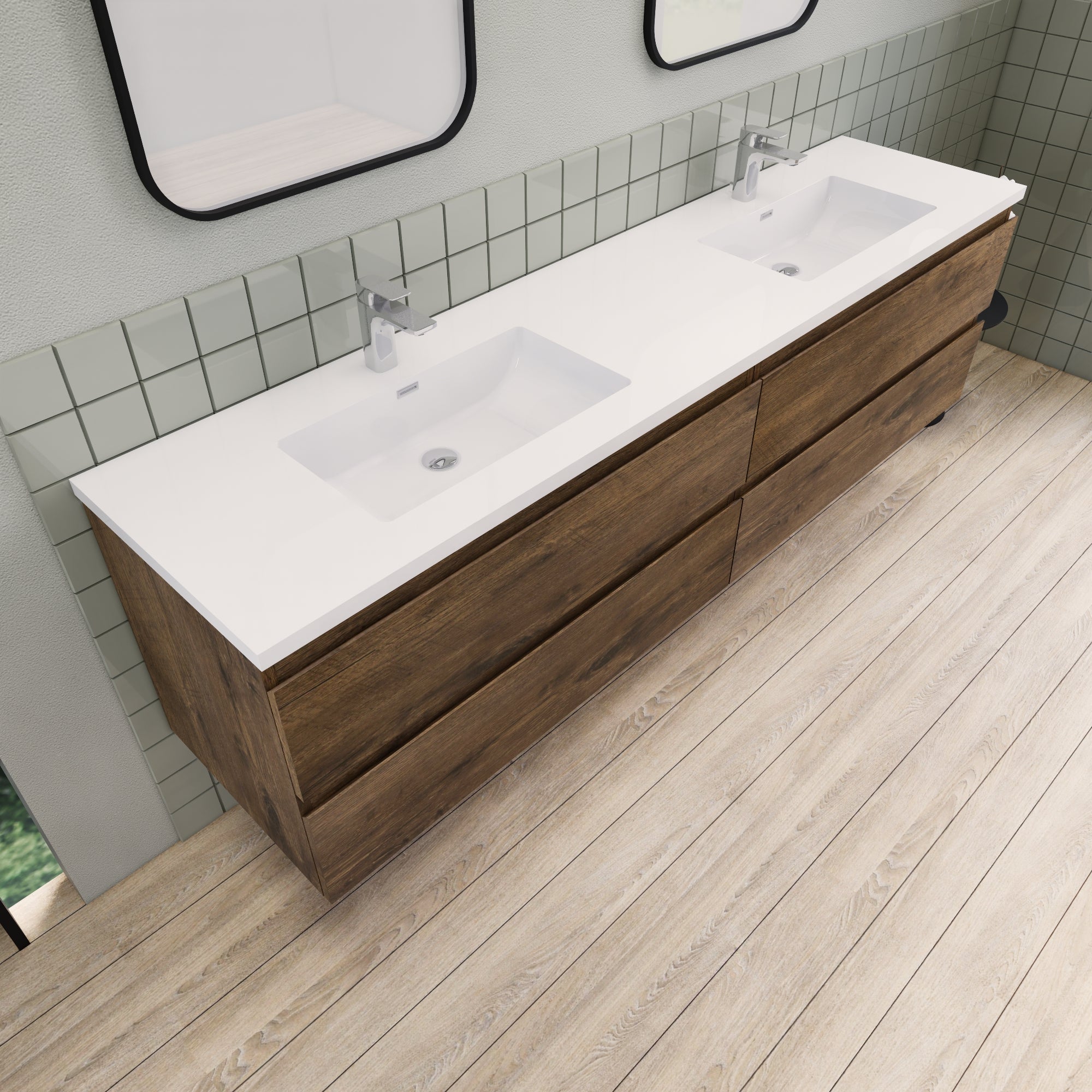 Barton 84 inch Double Sinks Floating Modern Bathroom Vanity