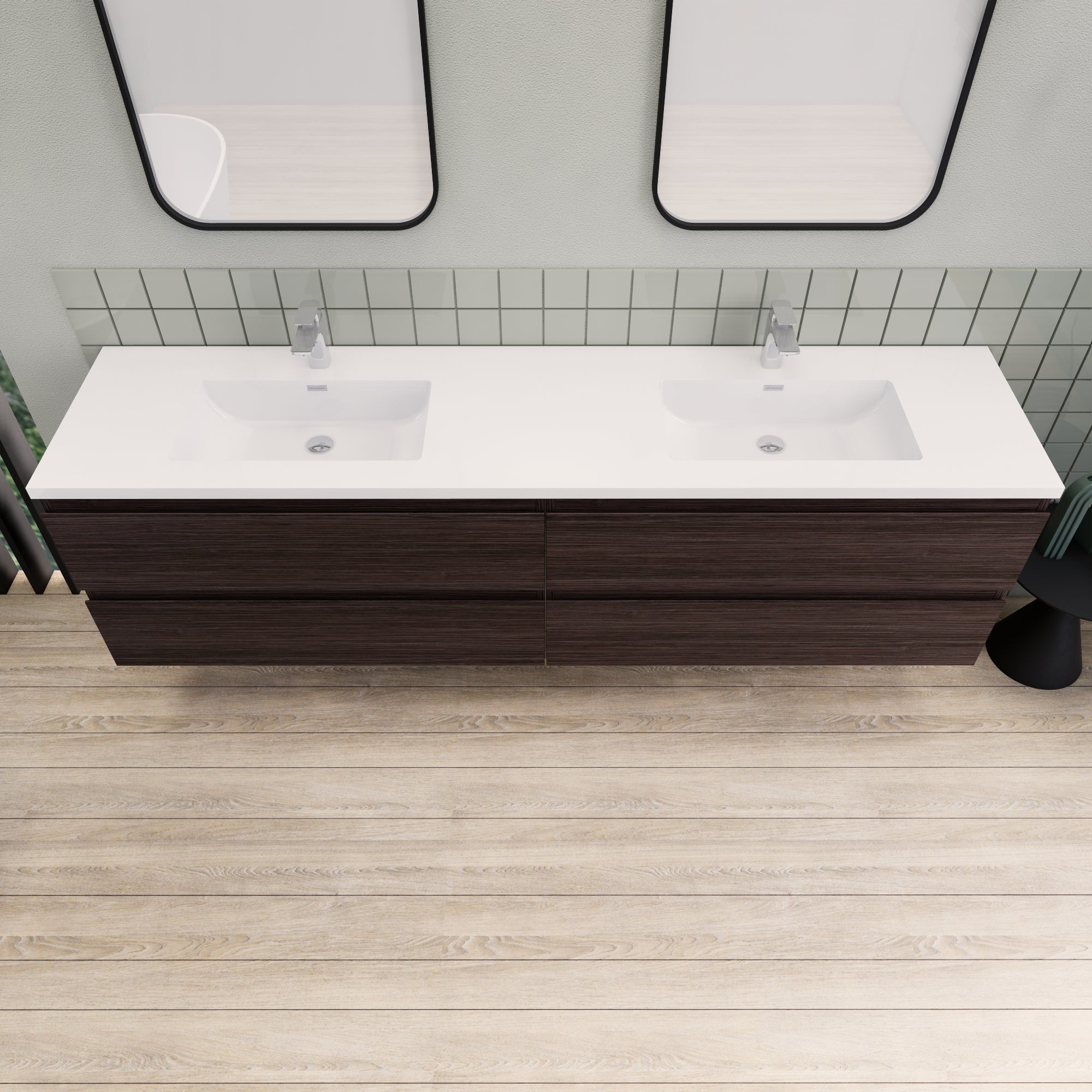 Barton 84 inch Double Sinks Floating Modern Bathroom Vanity