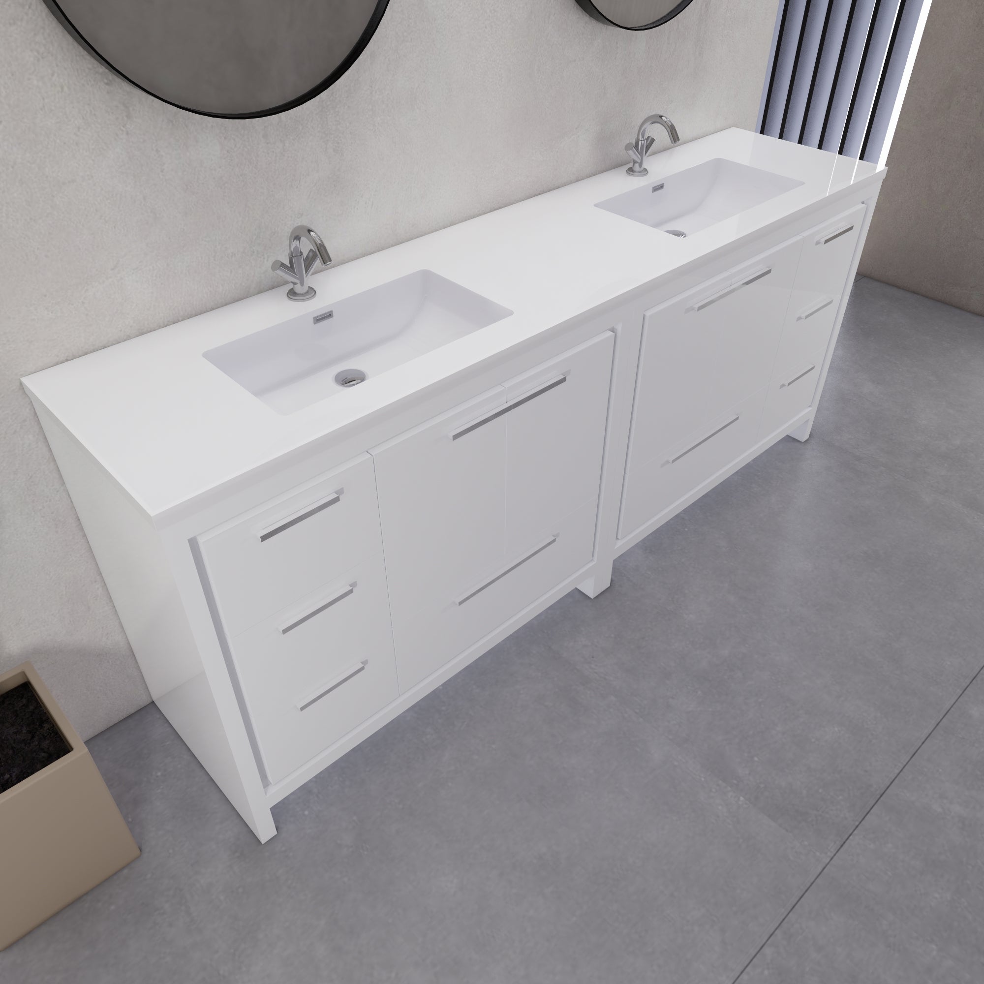 Eden 84" Free-standing Double Sinks Bathroom Vanity Set