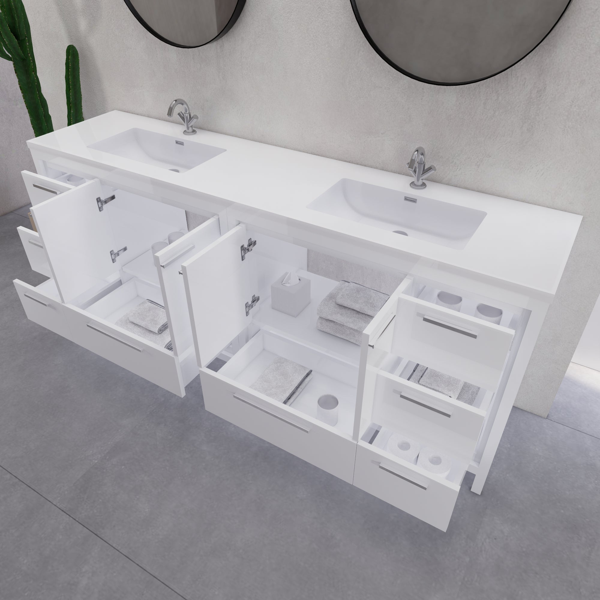 Eden 84" Free-standing Double Sinks Bathroom Vanity Set