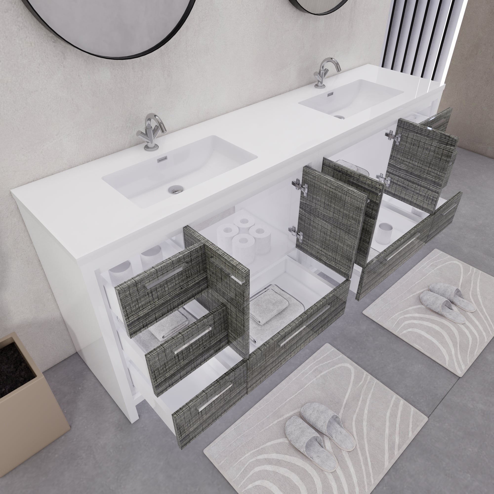 Eden 84" Free-standing Double Sinks Bathroom Vanity Set