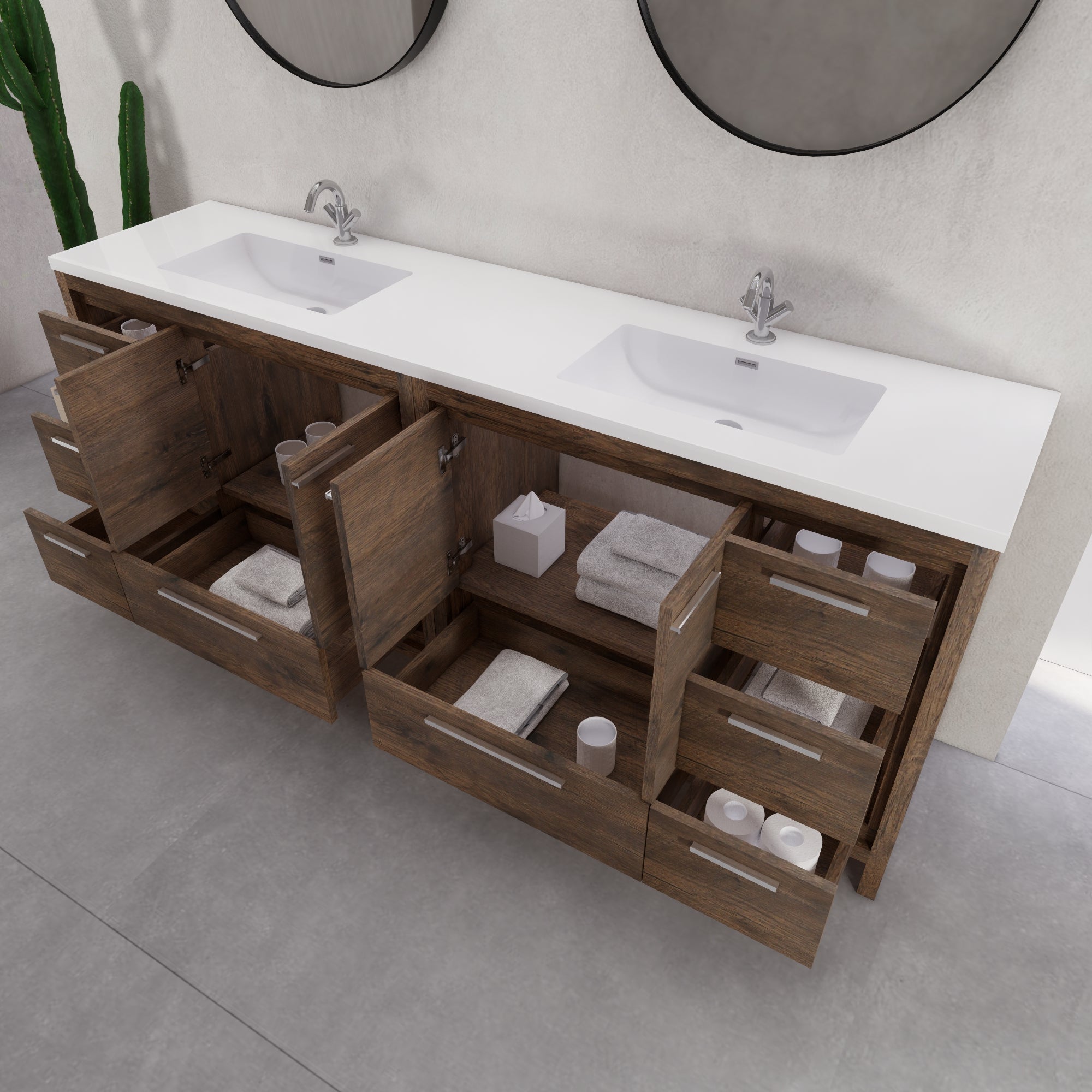 Eden 84" Free-standing Double Sinks Bathroom Vanity Set