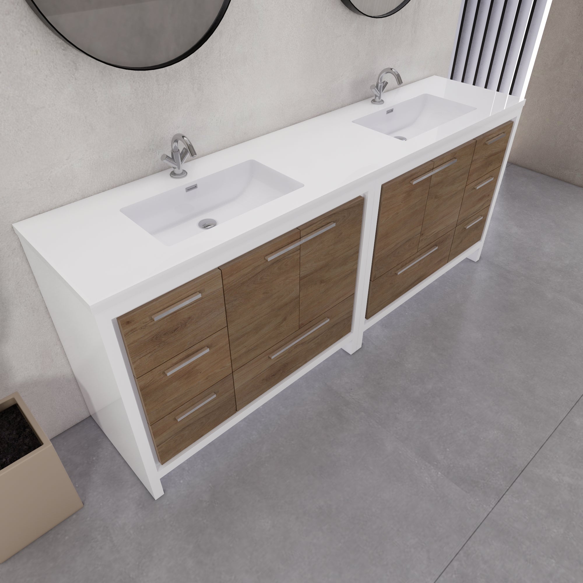 Eden 84" Free-standing Double Sinks Bathroom Vanity Set