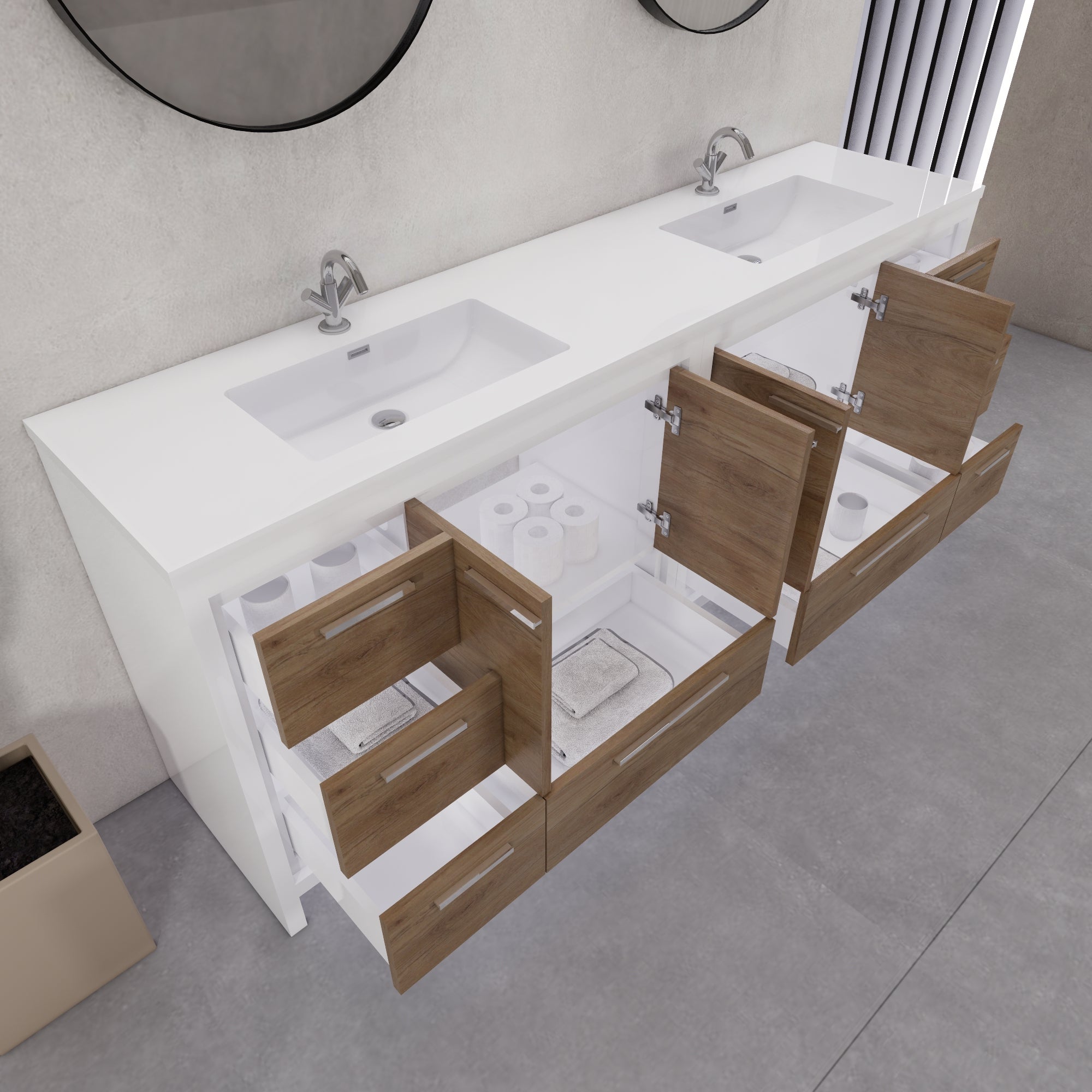 Eden 84" Free-standing Double Sinks Bathroom Vanity Set