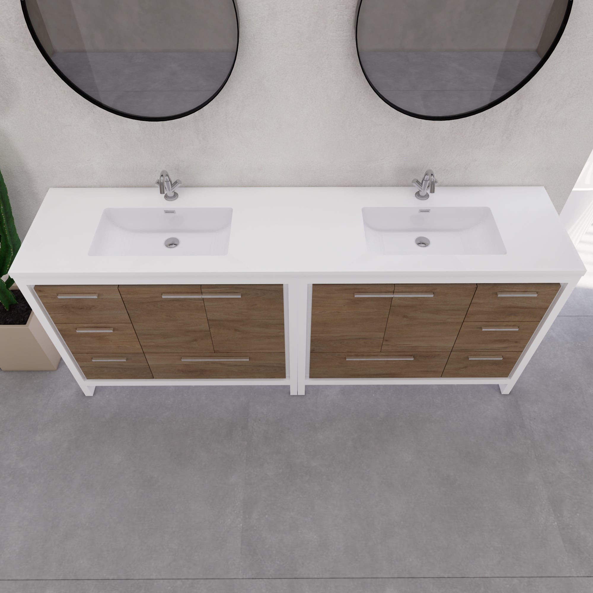 Eden 84" Free-standing Double Sinks Bathroom Vanity Set