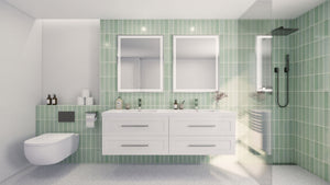 TT 72 Inch Double Sinks Wall Mounted Vanity with Reinforced Acrylic Sink