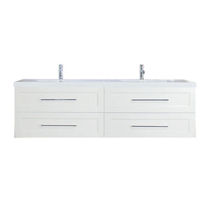 TT 72 Inch Double Sinks Wall Mounted Vanity with Reinforced Acrylic Sink