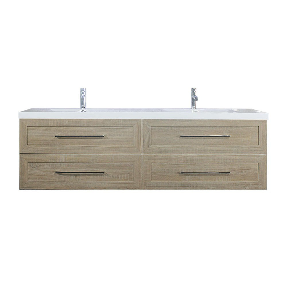 TT 72 Inch Double Sinks Wall Mounted Vanity with Reinforced Acrylic Sink