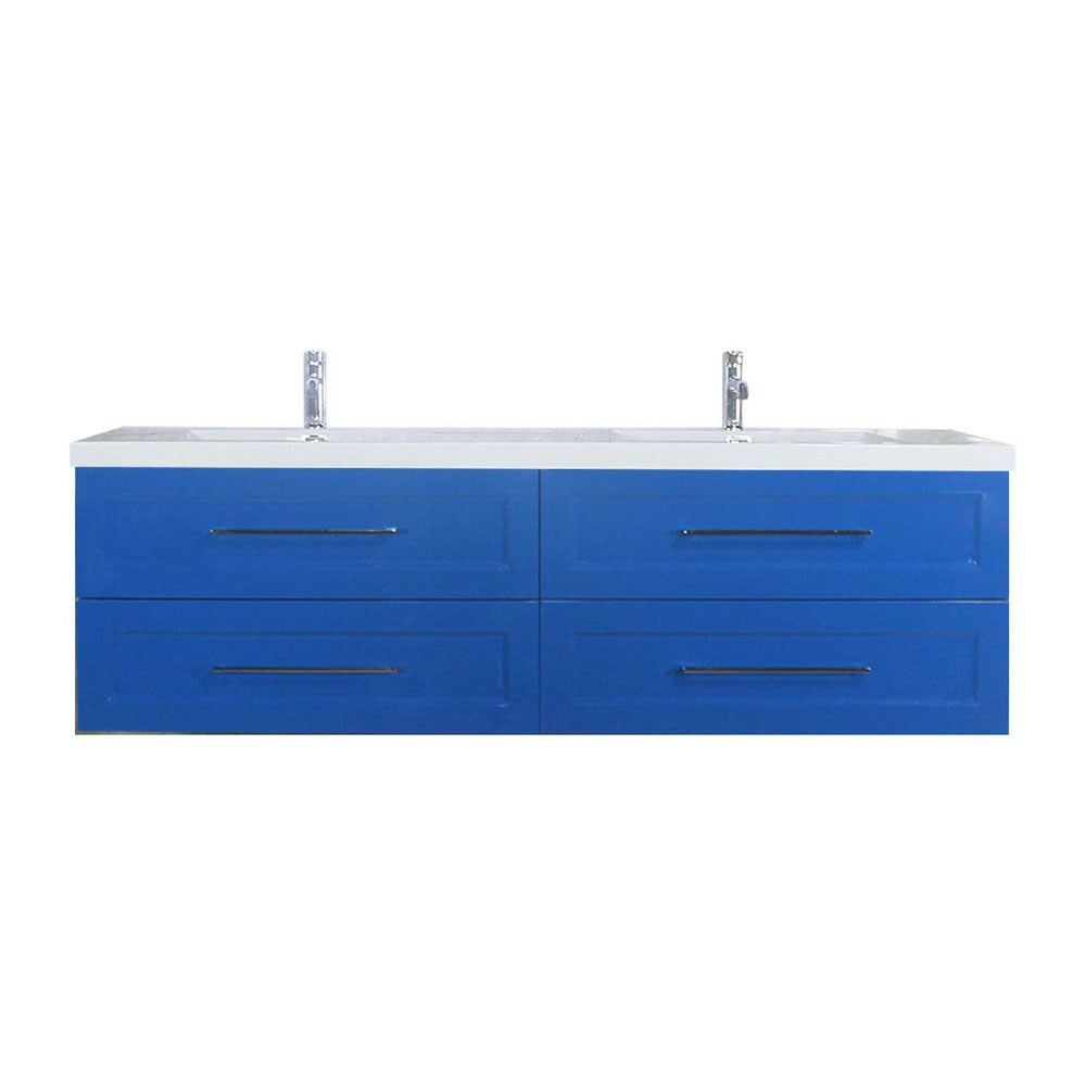 TT 72 Inch Double Sinks Wall Mounted Vanity with Reinforced Acrylic Sink