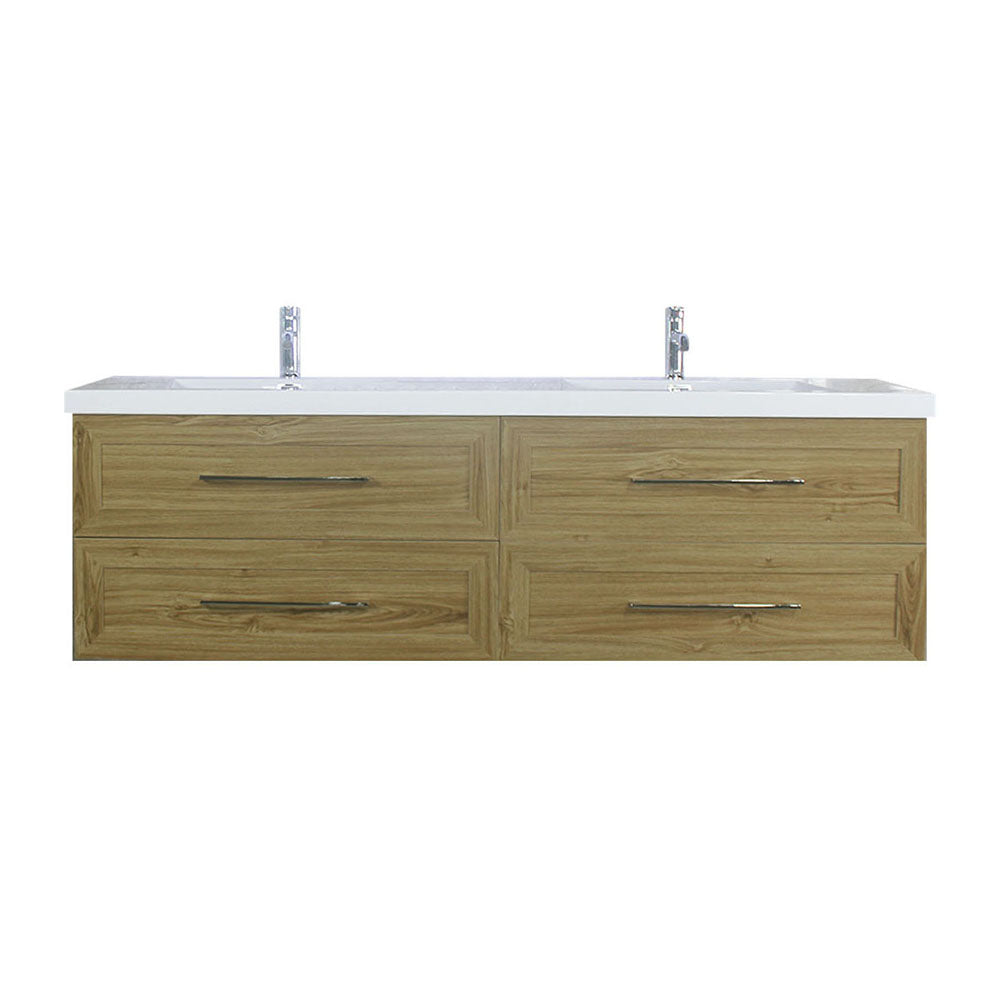 TT 72 Inch Double Sinks Wall Mounted Vanity with Reinforced Acrylic Sink