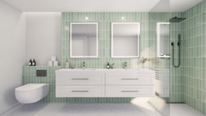 TT 84 Inch Double Sinks Wall Mounted Vanity with Reinforced Acrylic Sink