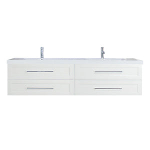 TT 84 Inch Double Sinks Wall Mounted Vanity with Reinforced Acrylic Sink