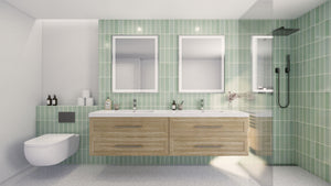 TT 84 Inch Double Sinks Wall Mounted Vanity with Reinforced Acrylic Sink