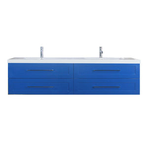 TT 84 Inch Double Sinks Wall Mounted Vanity with Reinforced Acrylic Sink