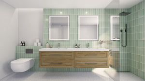 TT 84 Inch Double Sinks Wall Mounted Vanity with Reinforced Acrylic Sink