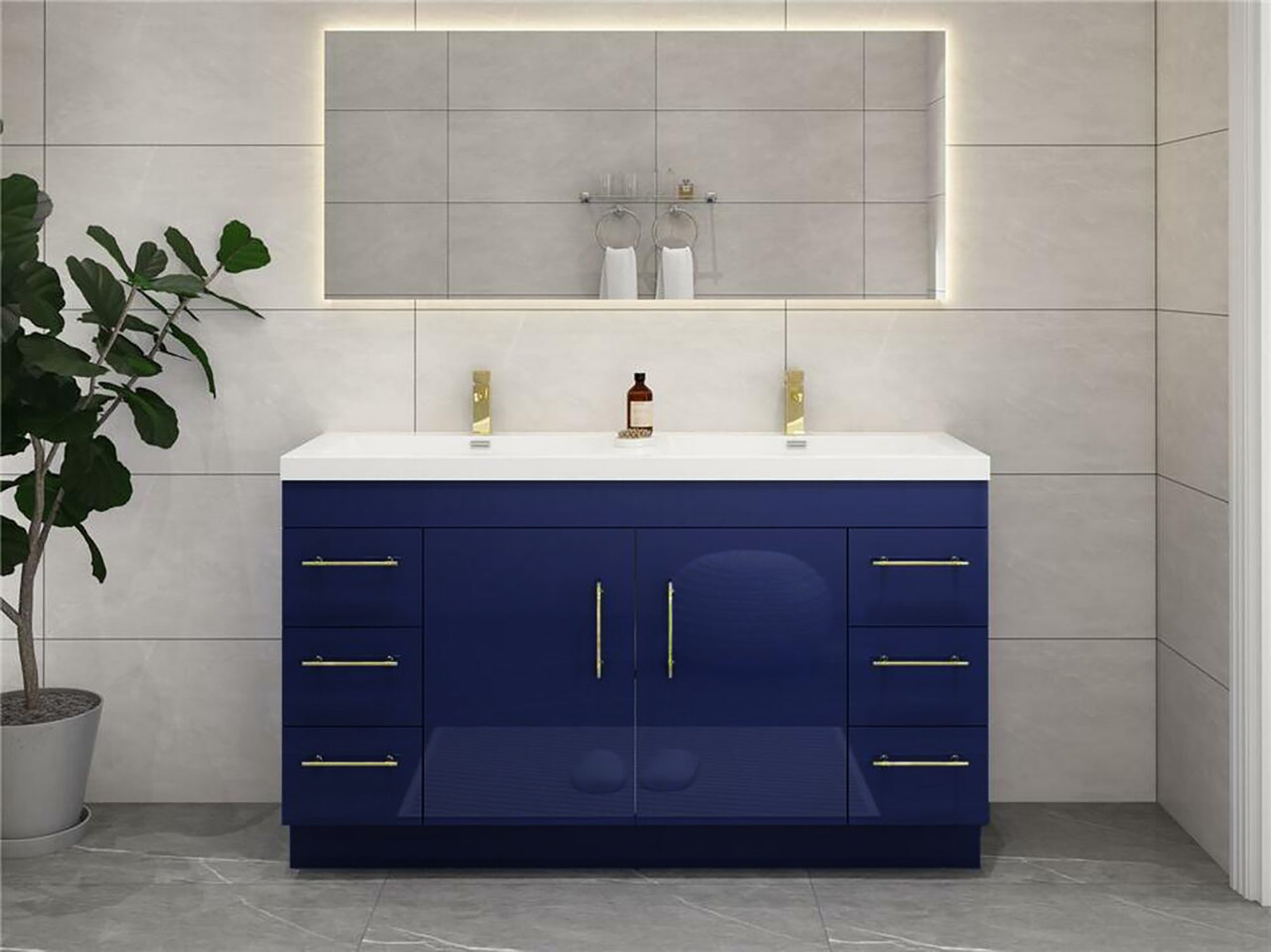 Elsa 60 Inch Free Standing Modern Bathroom Vanity - Double Sink