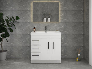 Elsa 36 inch Freestanding Modern Bathroom Vanity with Left Side Drawers