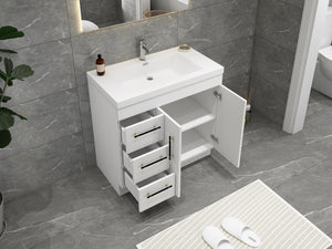 Elsa 36 inch Freestanding Modern Bathroom Vanity with Left Side Drawers