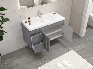 Elsa 42 inch Wall Mounted Modern Bathroom Vanity with Left Side Drawers