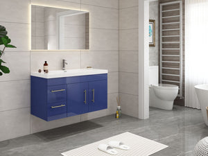 Elsa 42 inch Wall Mounted Modern Bathroom Vanity with Left Side Drawers