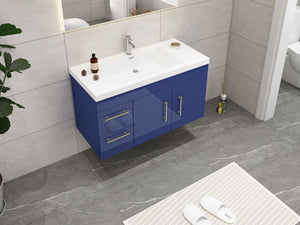 Elsa 42 inch Wall Mounted Modern Bathroom Vanity with Left Side Drawers