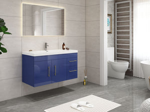 Elsa 42 inch Wall Mounted Modern Bathroom Vanity with Right Side Drawers