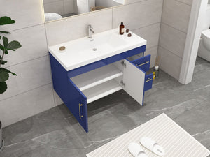 Elsa 42 inch Wall Mounted Modern Bathroom Vanity with Right Side Drawers