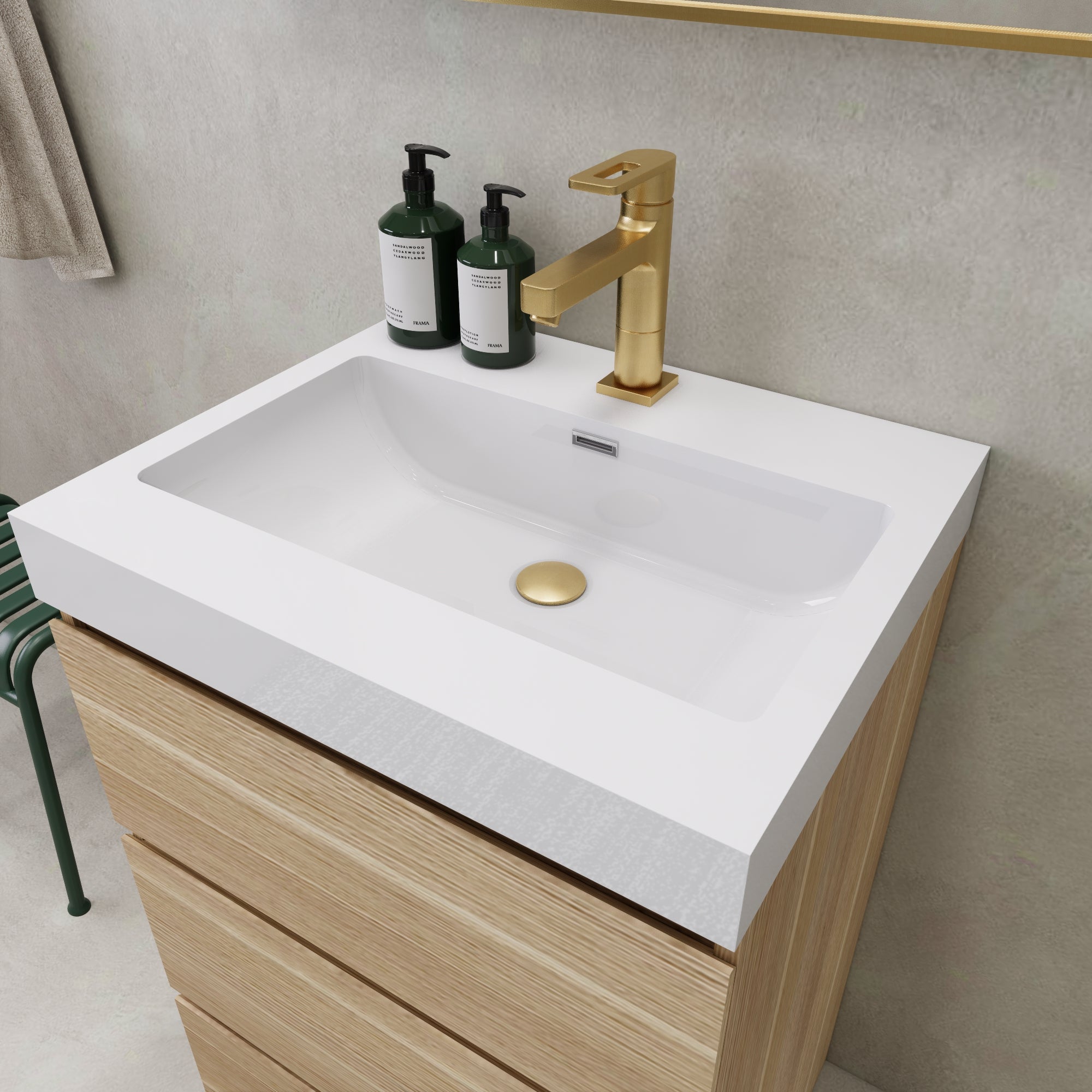 EA2- 24'' England Oak Modern Bathroom Vanity W/3 Drawers and Acrylic Sink