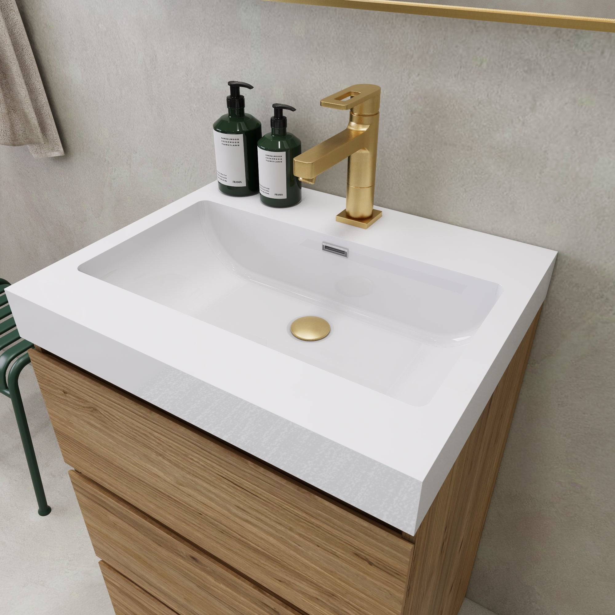 EA2- 24'' England Oak Modern Bathroom Vanity W/3 Drawers and Acrylic Sink