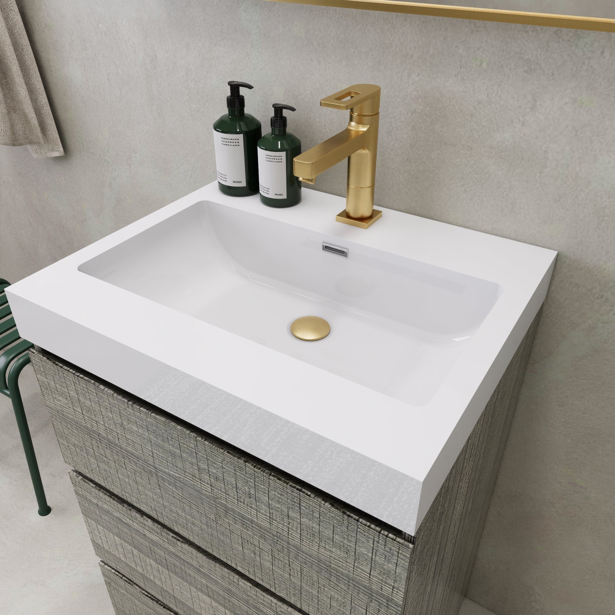 EA2- 24'' England Oak Modern Bathroom Vanity W/3 Drawers and Acrylic Sink