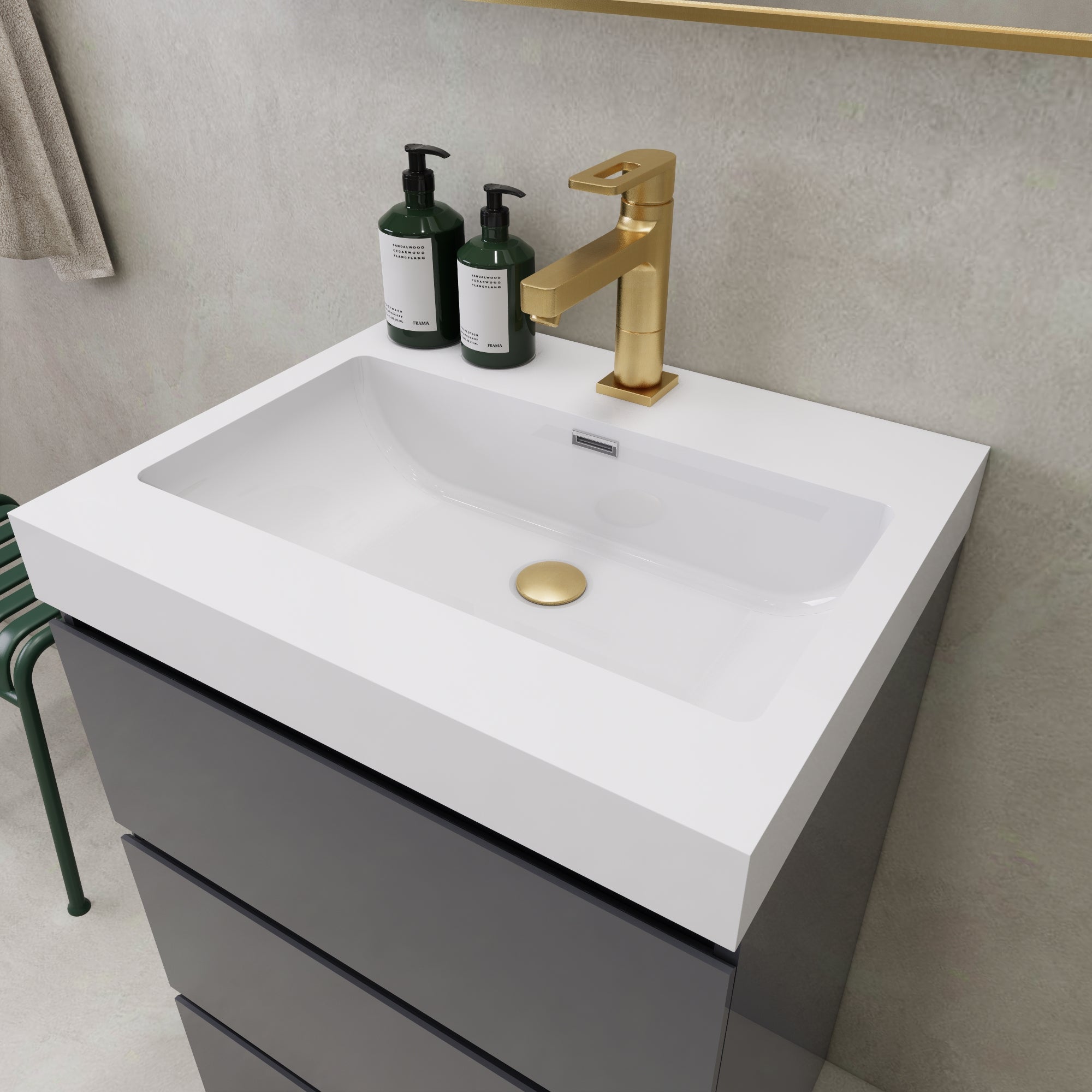 EA2- 24'' England Oak Modern Bathroom Vanity W/3 Drawers and Acrylic Sink