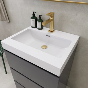 EA2- 24'' England Oak Modern Bathroom Vanity W/3 Drawers and Acrylic Sink