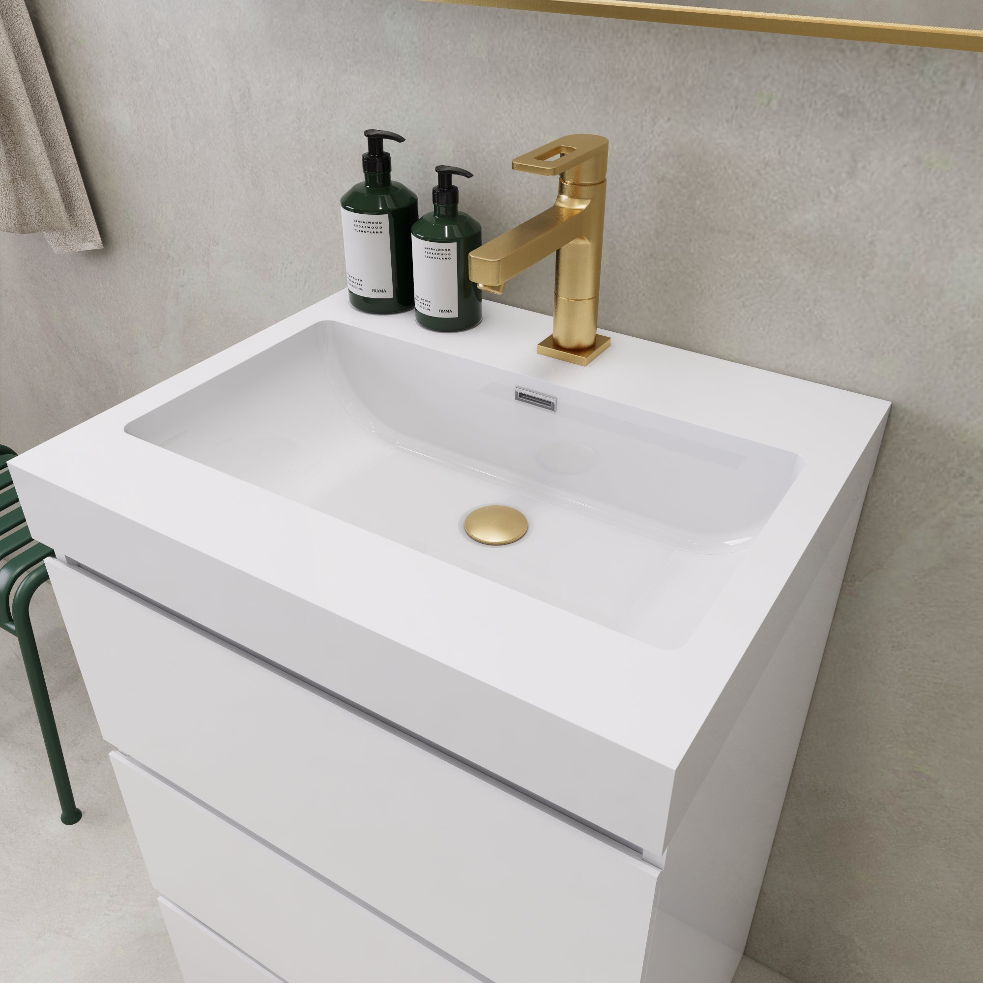 EA2- 24'' England Oak Modern Bathroom Vanity W/3 Drawers and Acrylic Sink