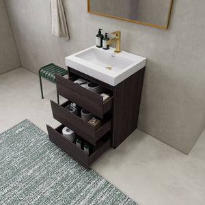 EA2- 24'' England Oak Modern Bathroom Vanity W/3 Drawers and Acrylic Sink