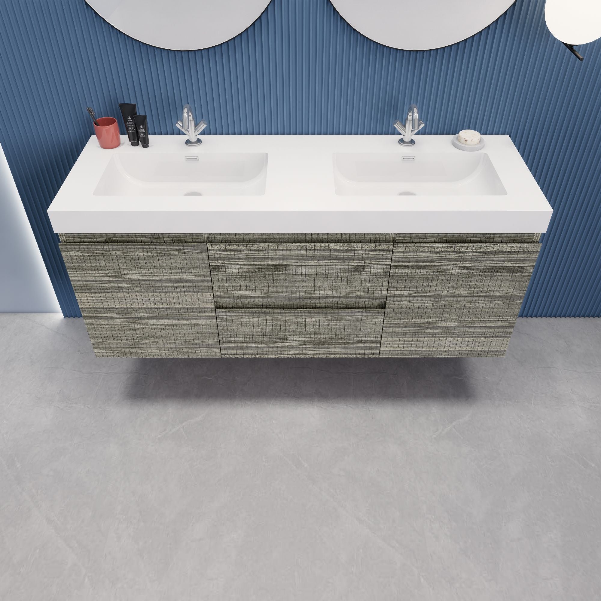 EB2 60 inch Double Floating Modern Bathroom Vanity