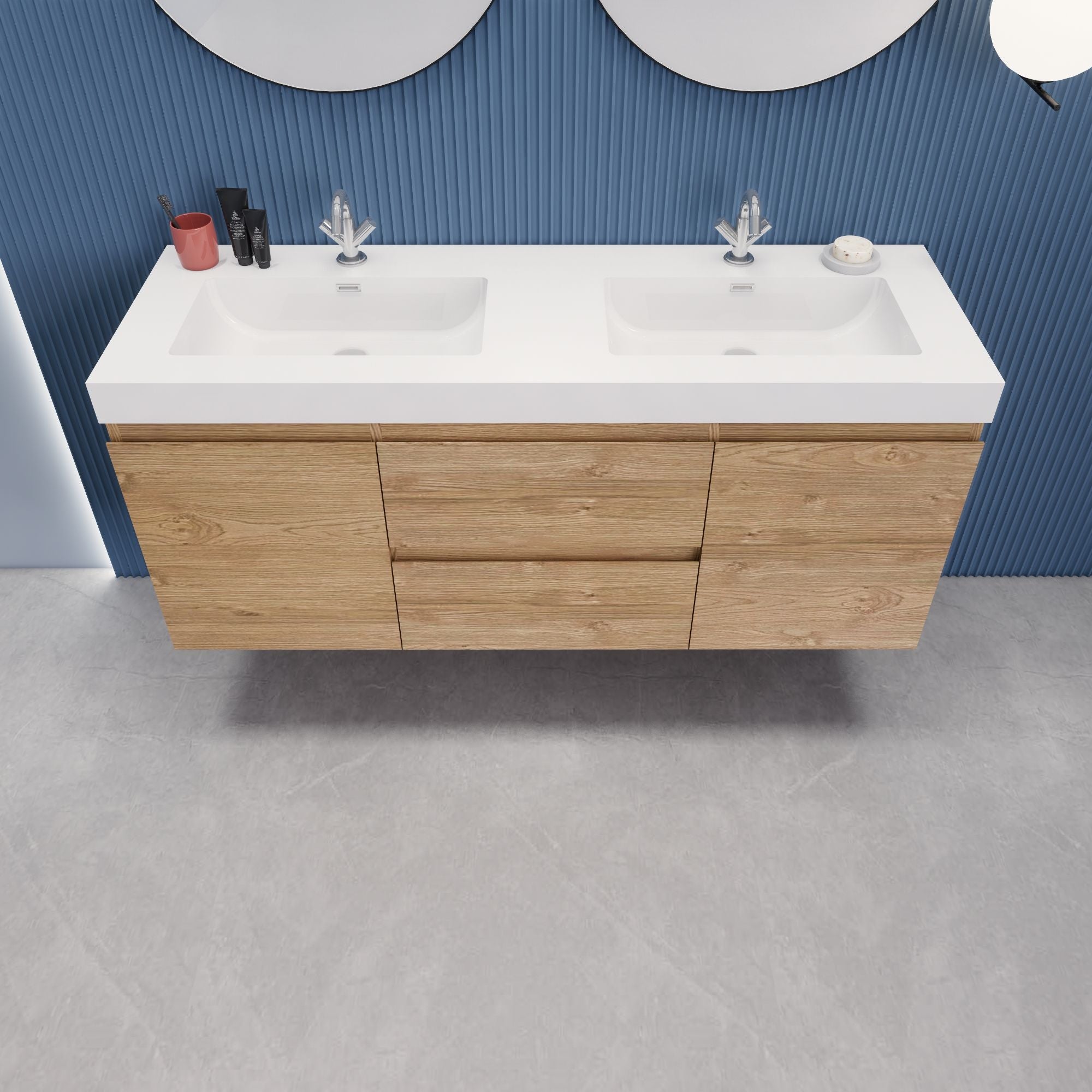 EB2 60 inch Double Floating Modern Bathroom Vanity