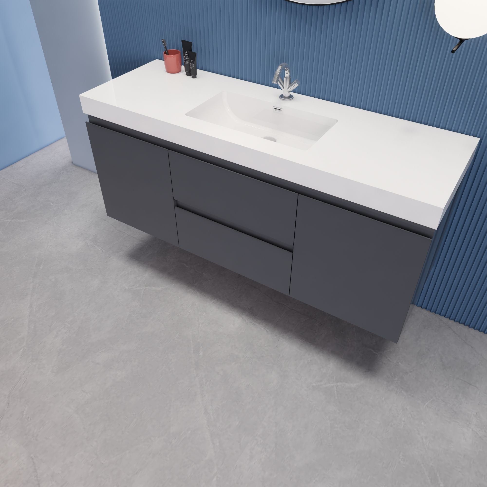 EB2 60 inch Single Floating Modern Bathroom Vanity