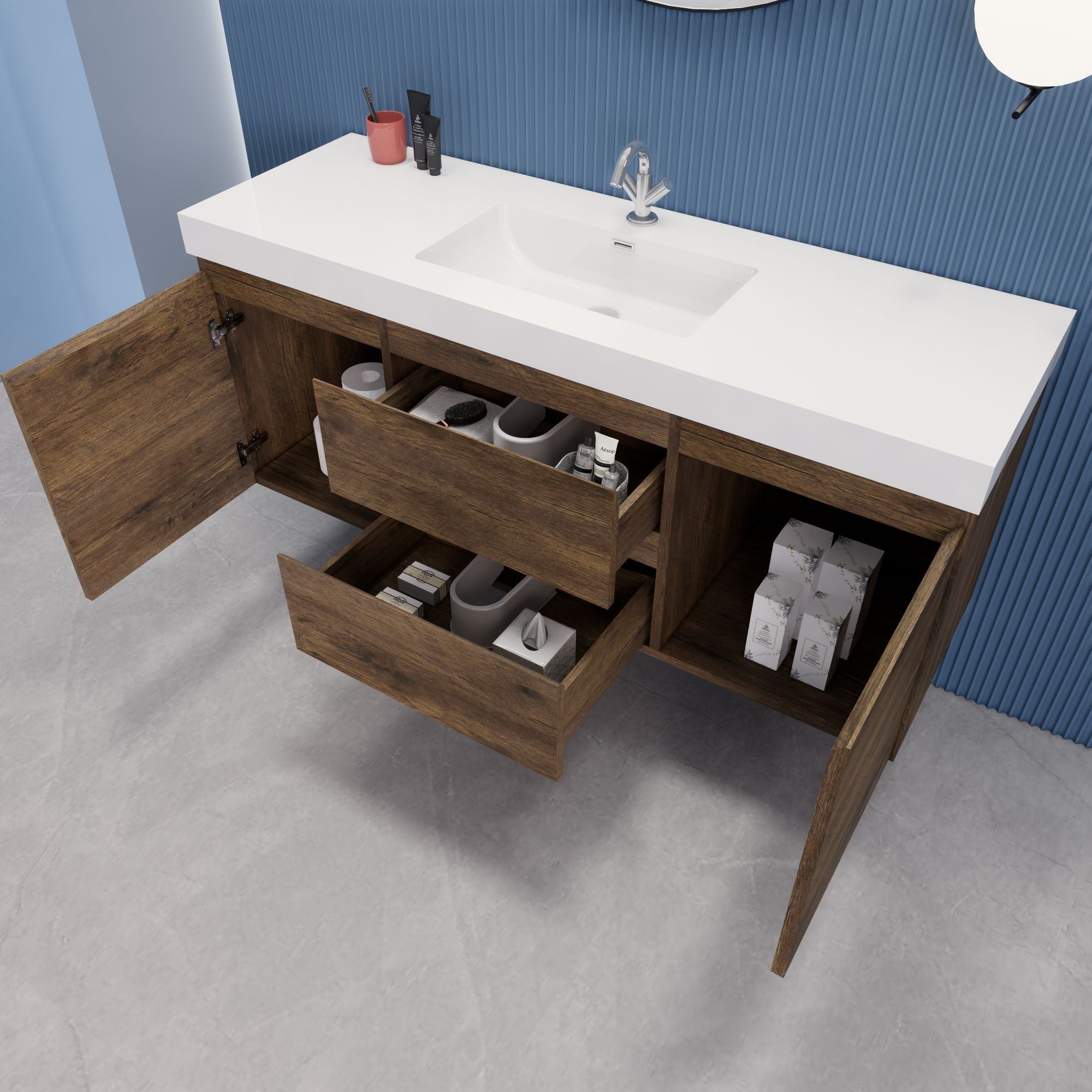 EB2 60 inch Single Floating Modern Bathroom Vanity