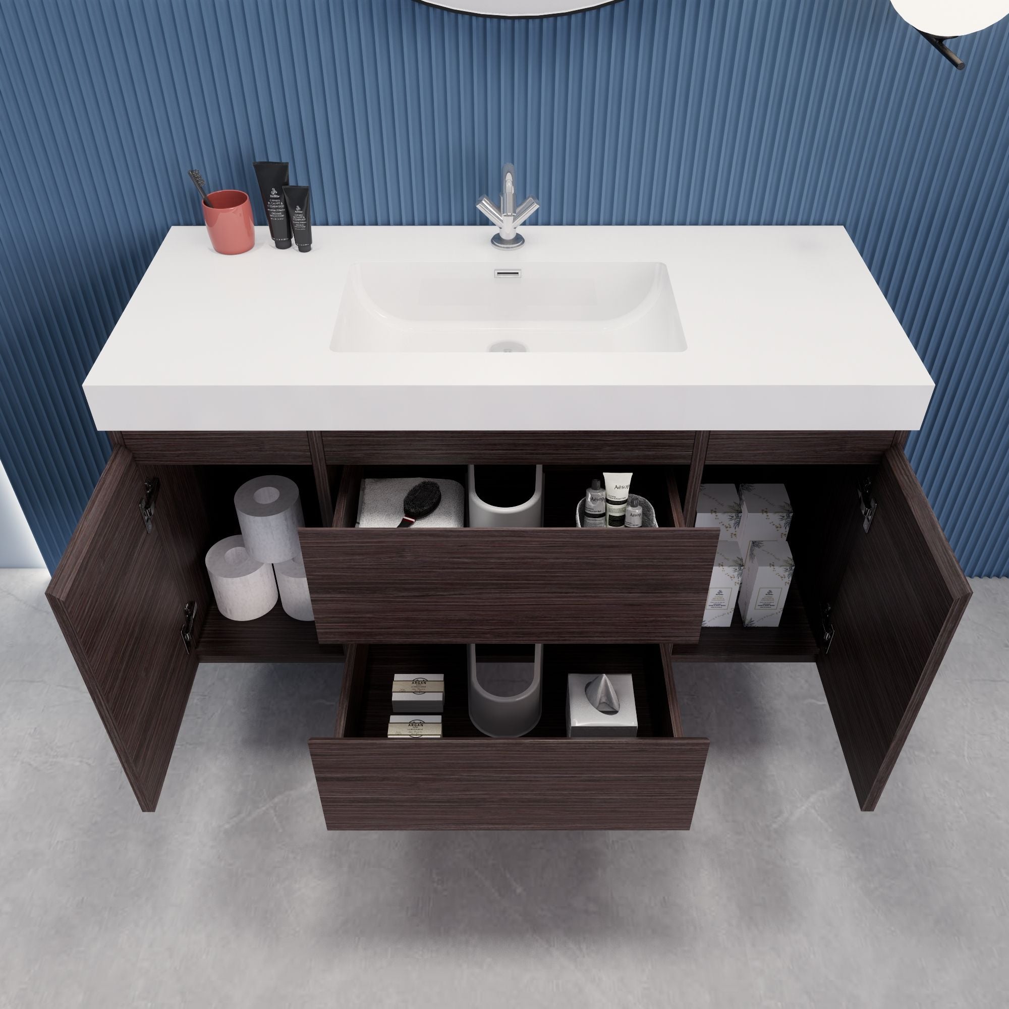 EB2 60 inch Double Floating Modern Bathroom Vanity