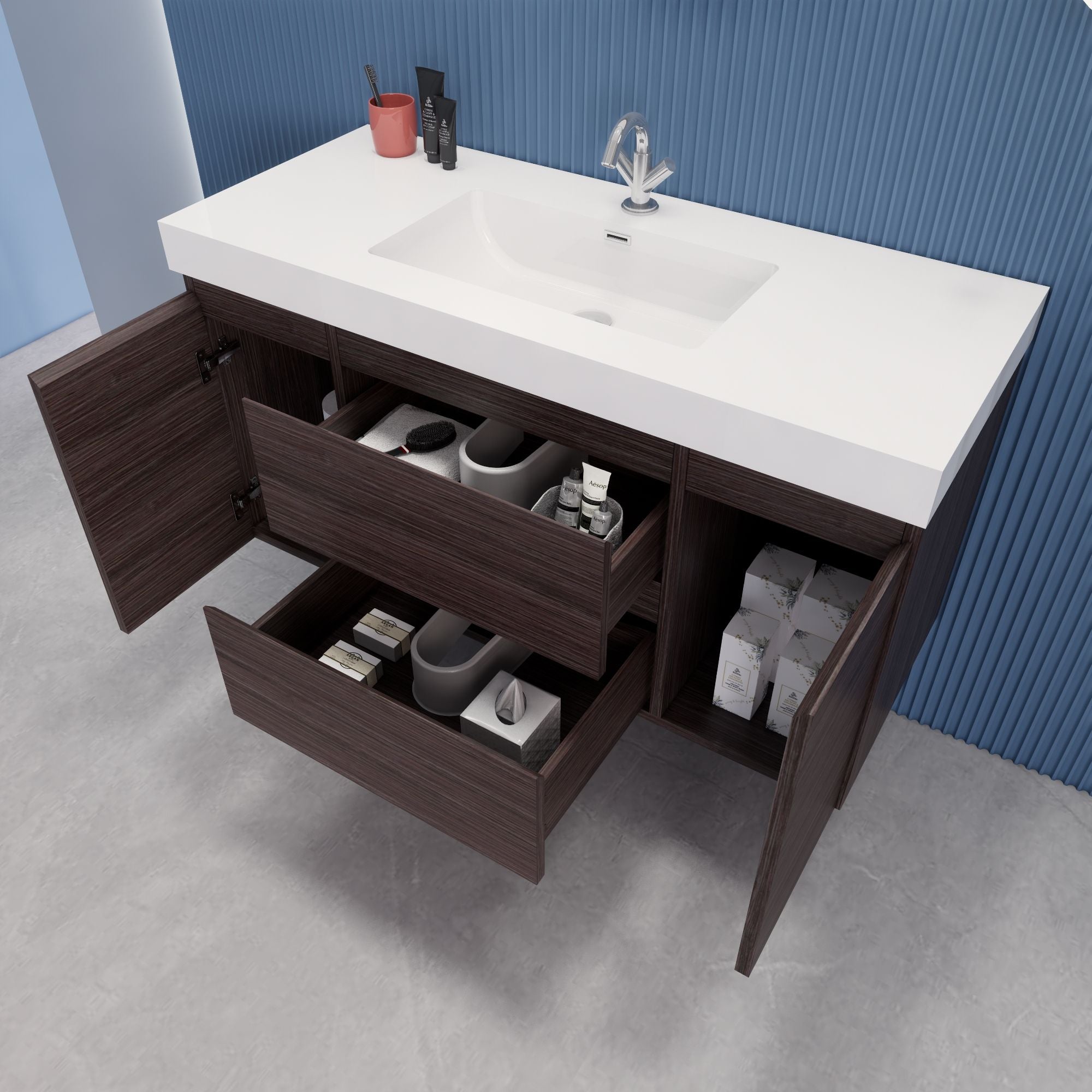 EB2 60 inch Double Floating Modern Bathroom Vanity