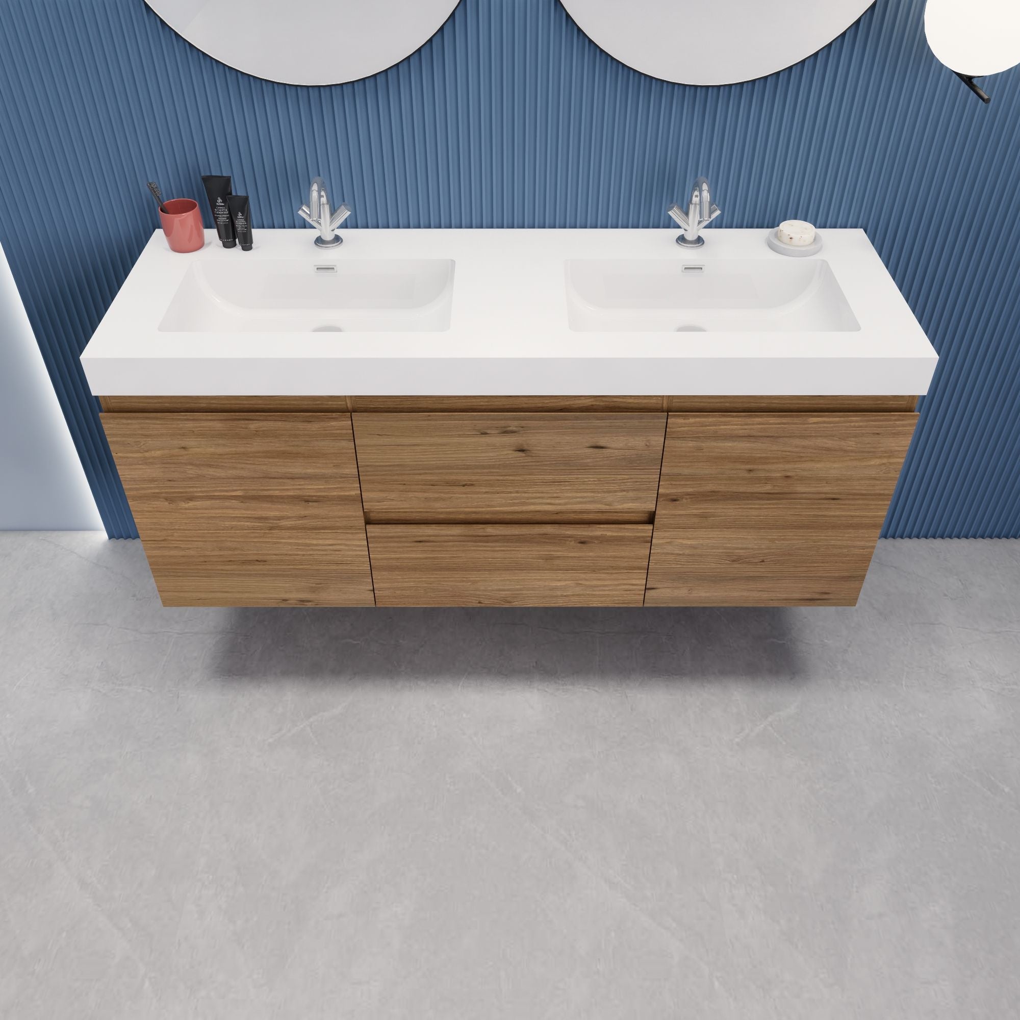 EB2 60 inch Double Floating Modern Bathroom Vanity