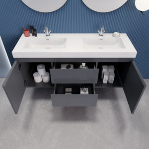 EB2 60 inch Double Floating Modern Bathroom Vanity