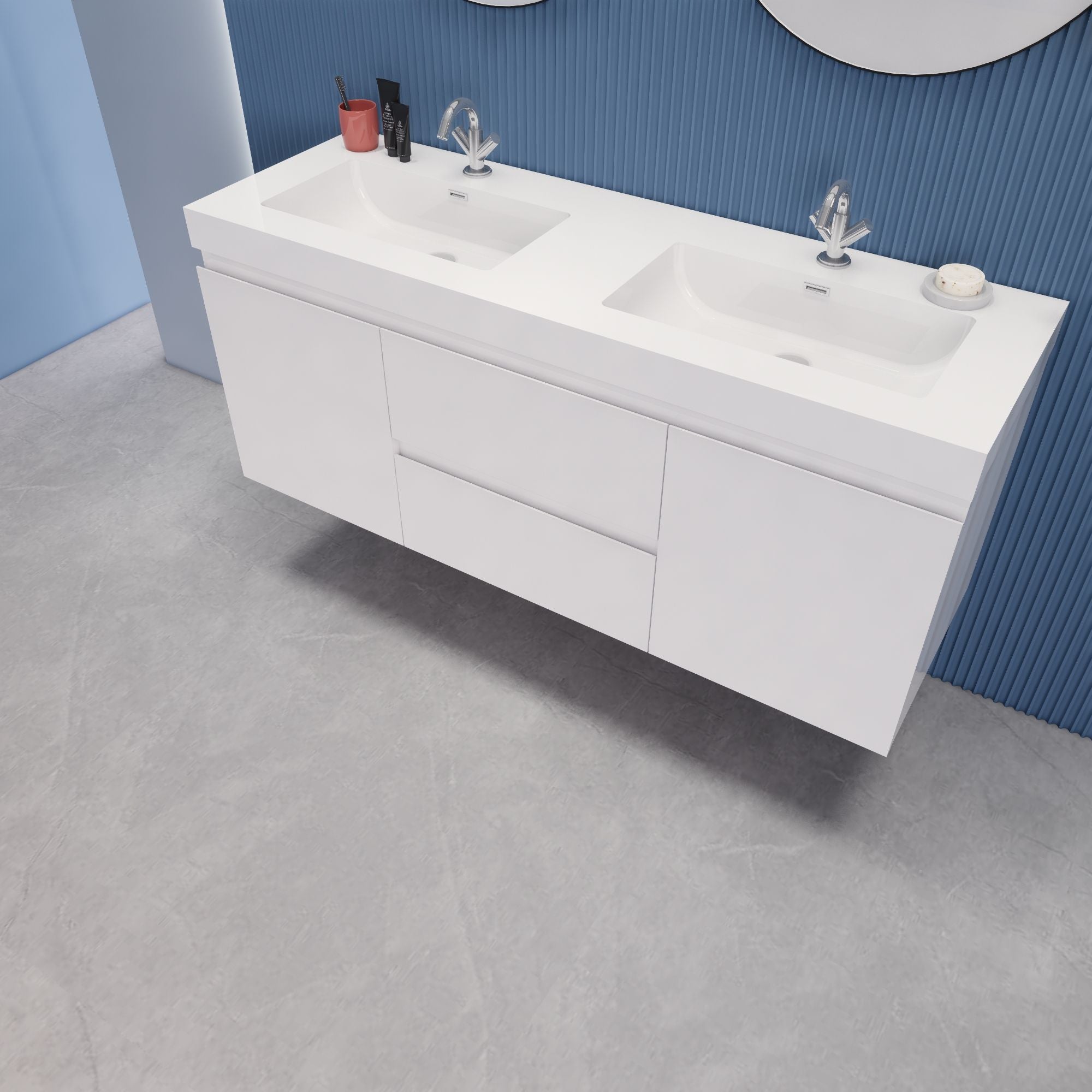 EB2 60 inch Double Floating Modern Bathroom Vanity