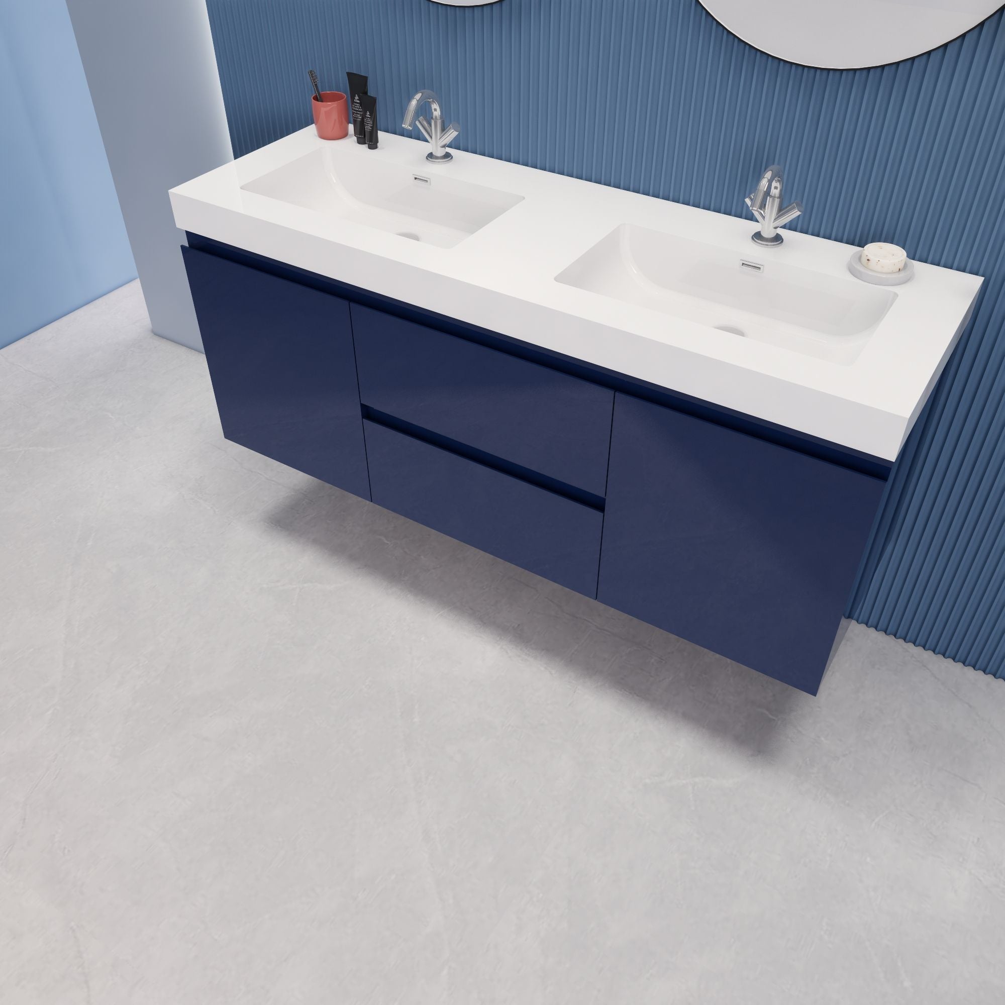 EB2 60 inch Double Floating Modern Bathroom Vanity